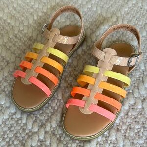 Cat & Jack - NWOT - Girls Ombré Gold Pink Fisherman Sandals - Size: 12